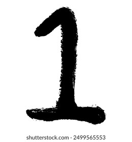 Illustration of the number one with a touch of brush
