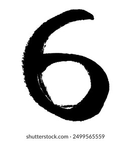 Illustration of the number six with a touch of brush