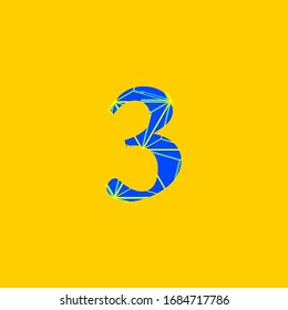 illustration of number three with sparkle effect and shiny lines, editable digital vector
