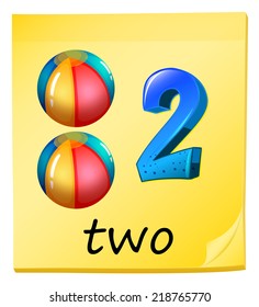 Illustration of the number two on a white background 