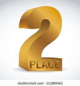 illustration of number two, second bronze color, vector illustration