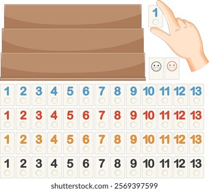 Illustration of numbered tiles for educational games