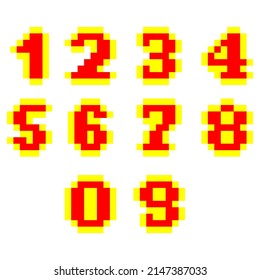 Illustration of Numbers in Pixel Art Suitable for Kids Book, Kids Product, etc.