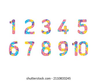 Illustration of numbers. Vector illustration. Colorful letters.