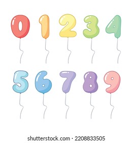 
illustration of number-shaped balloons. There are numbers from 0 to 9.