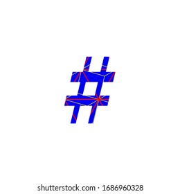 illustration numeral symbol in blue color with red and yellow lines, birthday party confetti.