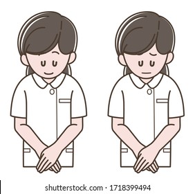 Illustration of the nurse bowing (Vector illustration set)