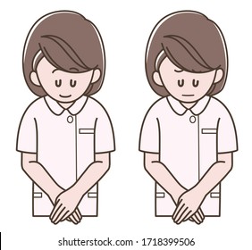 Illustration of the nurse bowing (Vector illustration set)