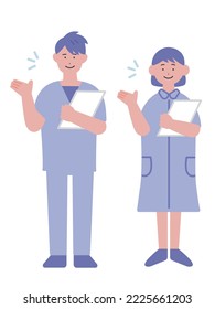 Illustration of a nurse with a chart to guide
