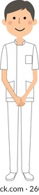 It is an illustration of a nurse clasping her hands in front of her.