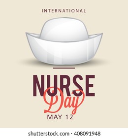 illustration of Nurse Day with nurse cap on white background.