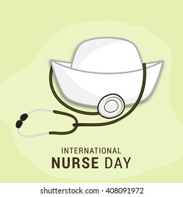 illustration of Nurse Day with nurse cap on white background.