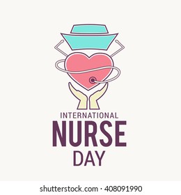 illustration of Nurse Day with nurse cap on white background.