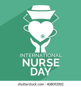 illustration of Nurse Day with nurse cap on white background.