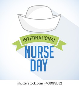 illustration of Nurse Day with nurse cap on white background.