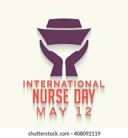 illustration of Nurse Day with nurse cap on white background.