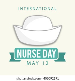 illustration of Nurse Day with nurse cap on white background.