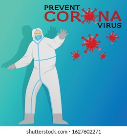 Illustration of nurse doing corona virus prevention