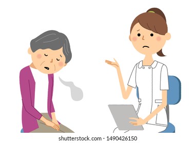 Illustration of a nurse explaining to a patient.