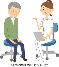 Illustration of a nurse explaining to a patient.