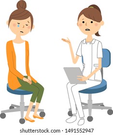 Illustration of a nurse explaining to a patient.
