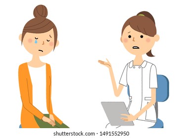 Illustration of a nurse explaining to a patient.