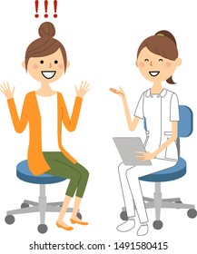 Illustration of a nurse explaining to a patient.