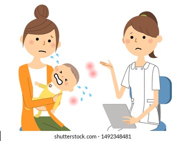 Illustration of a nurse explaining to a patient.