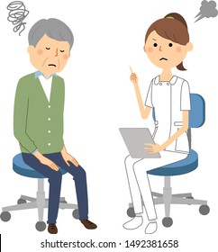 Illustration of a nurse explaining to a patient.