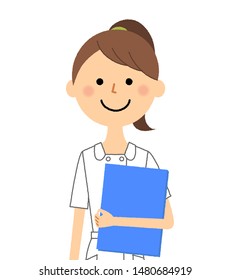 It is an illustration of a nurse with a file.