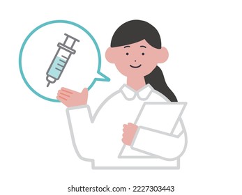 Illustration of a nurse giving vaccination information