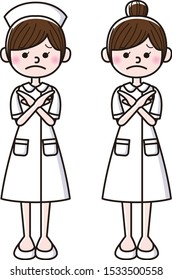 Illustration of a nurse making NG gesture