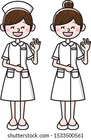 Illustration of a nurse making OK hand gesture