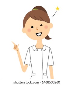 Illustration Nurse Pointing Finger Stock Vector (Royalty Free) 1468533260