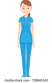 Illustration of a nurse standing in a blue scrub