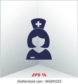 Illustration of nurse. Vector icon.