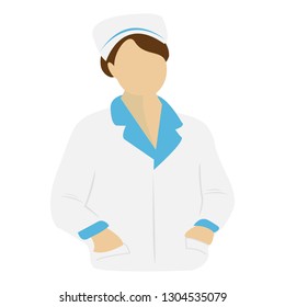Illustration of nurse in white jacket and hat
