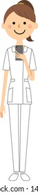 It is an illustration of a nurse who operates a smart phone.