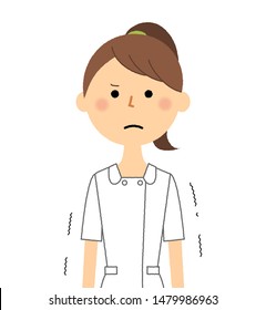 It is an illustration of a nurse who regrets.