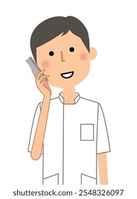 It is an illustration of a nurse who talks by telephone.