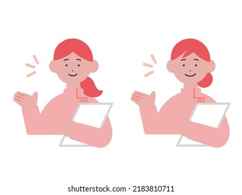Illustration of a nurse woman who guides with a medical record