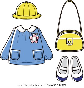 Illustration of nursery school belongings