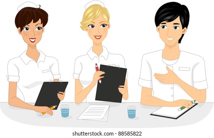 Illustration of Nurses Having a Meeting