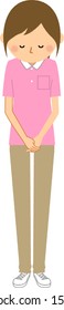 It is an illustration of a nursing staff who bows.