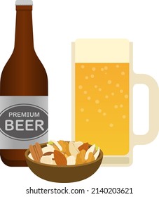 Illustration of nuts and beer