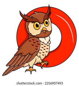 Illustration of O letter for Owl