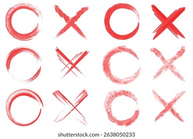 Illustration O and X  shape draw from acrylic stork brush