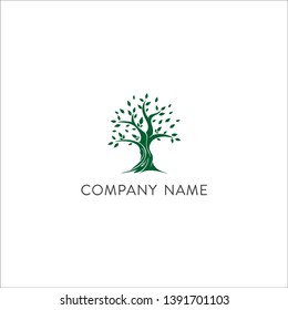 Illustration of oak or java mythic tree in vector logo design inspiration