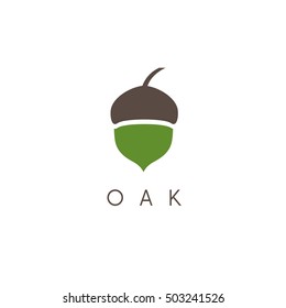 Illustration Of Oak Tree Acorn Vector Icon 