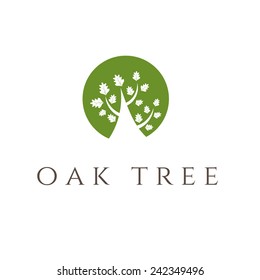 Illustration of oak tree icon. vector 